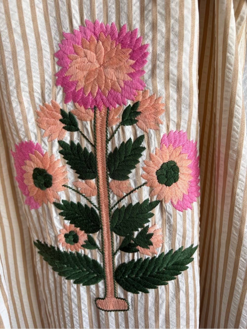❤️NEW entro Embroidered Floral Stripe Maxi Dress - Cream & Pink - Picture 6 of 13